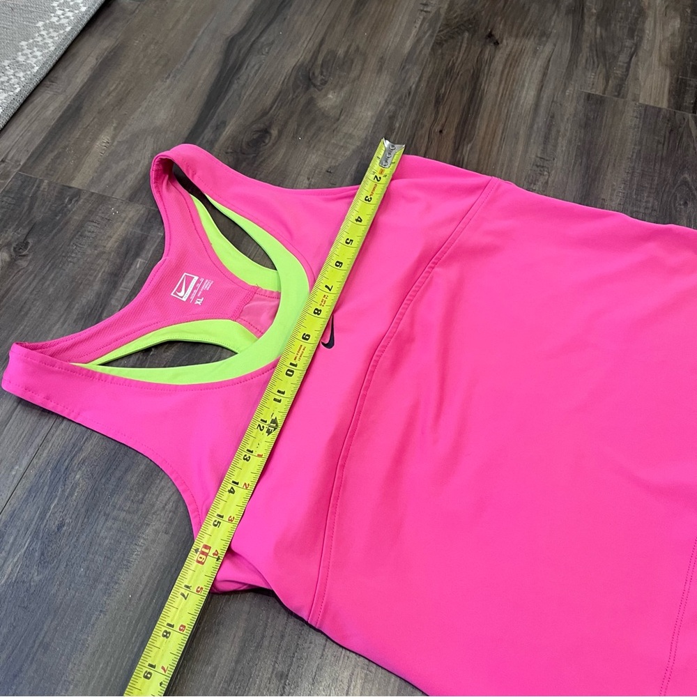 Nike Y2K Activewear Pink Racerback Tank with Lime Trim - Picture 3 of 5